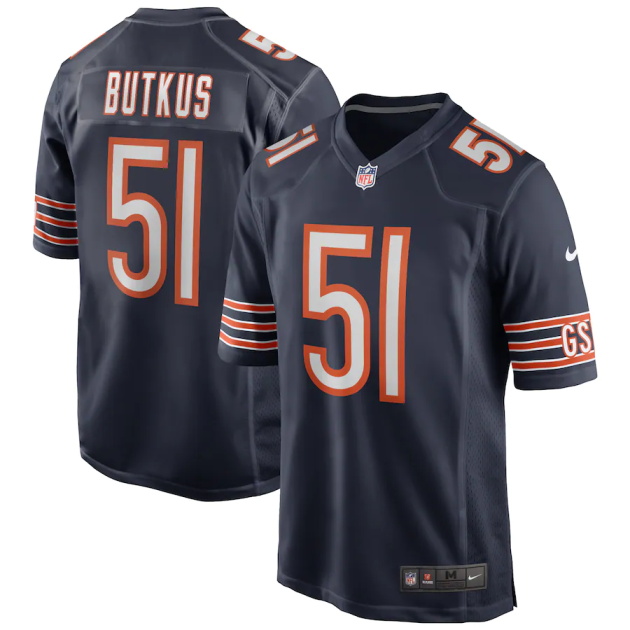 mens nike dick butkus navy chicago bears game retired player jersey